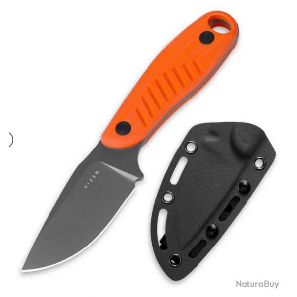 Couteau Kizer Hare Orange Lame Acier D2 Manche G10 Etui Kydex KI1077A1