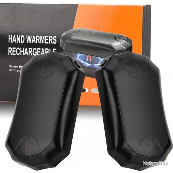 Chauffe-Mains Rechargeables Magntiques 2 Pices 6000mAh Chaufferettes lectriques 14h Chaleur Hiver