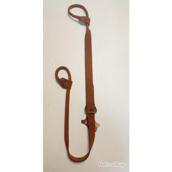 BRETELLE CARABINE LASSO CUIR VIEILLI 120CM REGLABLE chasse