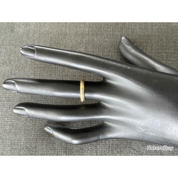 Anneau 2 ors jaune & blanc 18 carats - taille 51 - bague - alliance