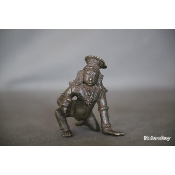 Petit bronze Indien en reprsentation de Krishna agenouille - Inde du Sud, 19me sicle ou antrieur