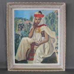 Huile sur toile orientaliste présentant une jeune fille Kabyle - Jean Hurstel, 1936