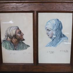 Deux aquarelles orientalistes datées de 1827 - Attribué à Johannes Notz (1802-1862)