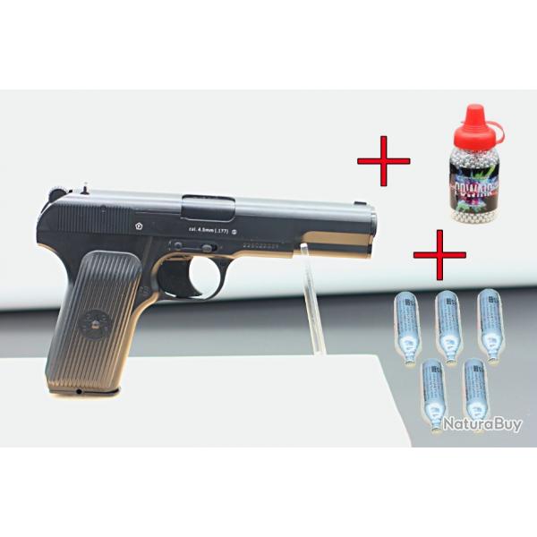 PROMO - Pistolet - TT33 - BORNER CO2 - 3J + 1500 billes d'acier 4,5mm bb + 5 cartouches CO2