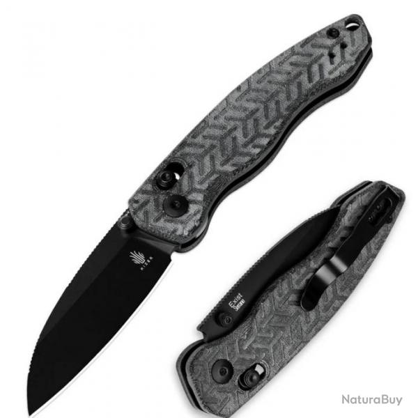 Couteau Kizer Exist Lame Acier 154CM Black Manche Micarta Clutch Lock Clip KIV3681A1