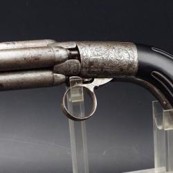 REVOLVER POIVRIERE MARIETTE 4 CANONS A PERCUSSION CALIBRE 9MM Très bon  XIX eme Belgique Categorie D