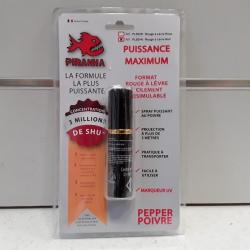 7087B  SPRAY POIVRE PIRANHA ROUGE À LEVRE NOIR FACILEMENT DISSIMULABLE 22ML NEUF