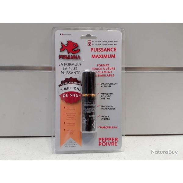 7087B  SPRAY POIVRE PIRANHA ROUGE  LEVRE NOIR FACILEMENT DISSIMULABLE 22ML NEUF