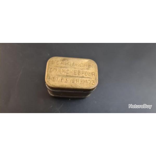 Bote mtallique tanche de 6 cartouches pour 1873,  spciale pour les colonies