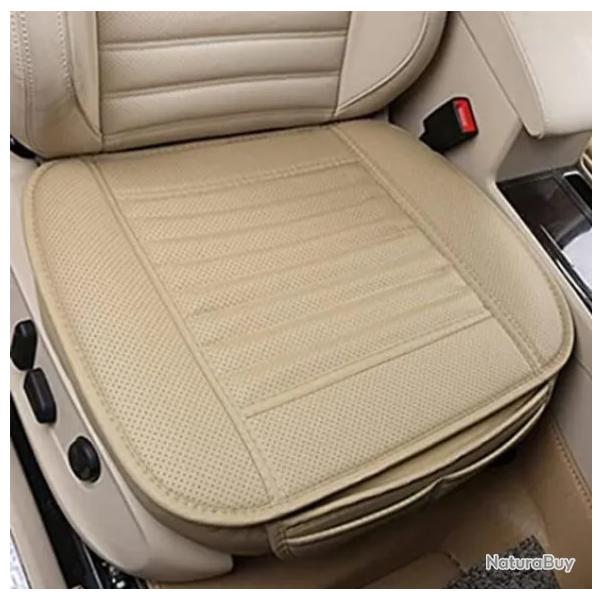 Coussin de Sige Voiture - Housse en Cuir PU - Confort et lgance - Beige