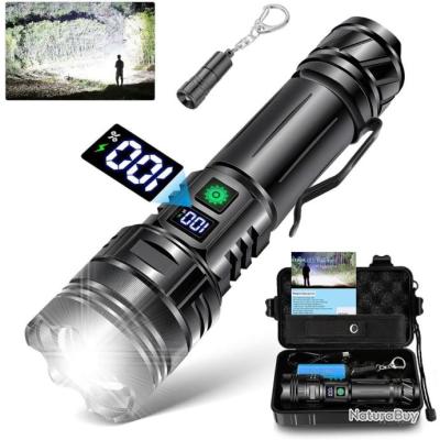 Lampe Torche LED Ultra Puissante, 15000 Lumens Lampe de Poche Rechargeable USB avec 5 Modes D'éclairage, Torches Zoomables A525 - Bricolage