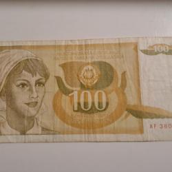 BILLET SFR YOUGOSLAVIE  BILLET DE 100 DINARS 1990 -