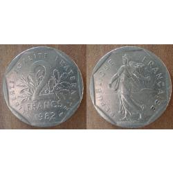 France 2 Francs 1982 Piece Semeuse Franc