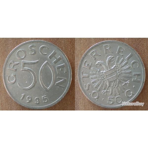 Autriche 50 Groschen 1935 Piece Europe Centrale Shilling Schilling