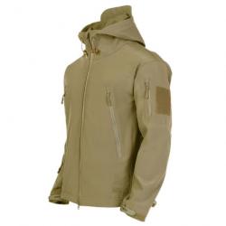 Veste Tactique Militaire Homme Softshell KHAKI - Imperméable, Coupe-Vent, Chasse, Armée, Randonnée