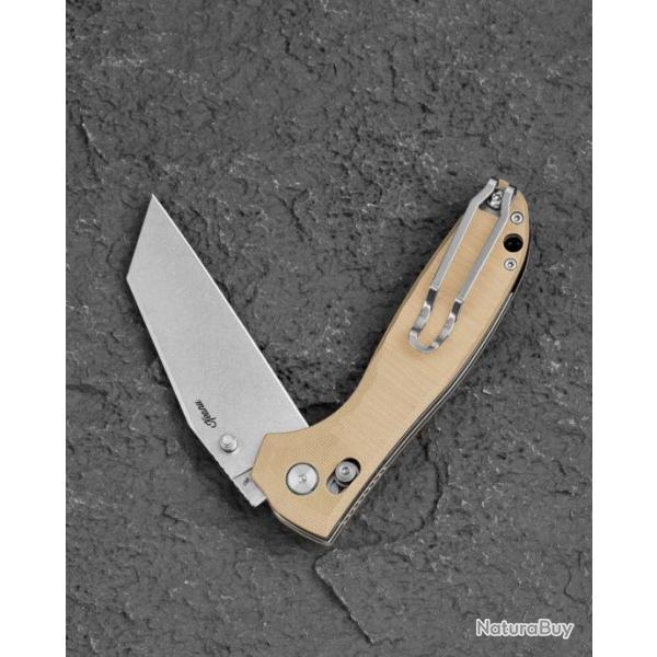 Couteau Bestech Liger Beige Lame Acier D2 Stonewash Manche G10 IKBS Crossbar Lock BTKG61C