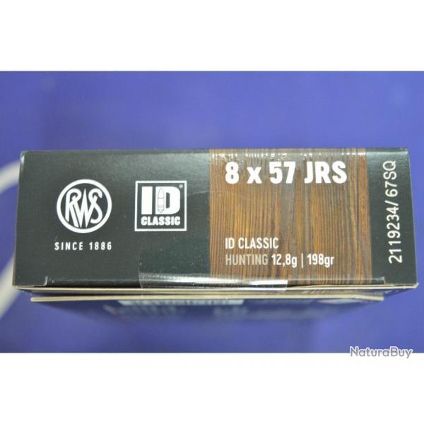 1 BOITE DE 20 BALLES RWS  CALIBRE 8X57 JRS EN 12.8 G  ID CLASSIC NEUVE