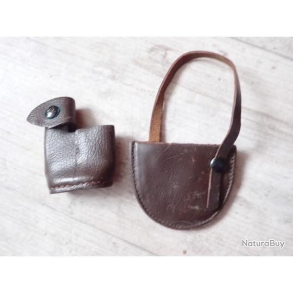 RARE protections en cuir pour tunnel/guidon et pour dioptre / Lunette du fusil K31 Suisse