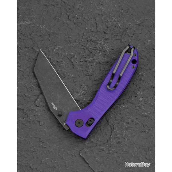 Couteau Bestech Liger Purple Lame Acier D2 Blackwash Manche G10 IKBS Crossbar Lock BTKG61E