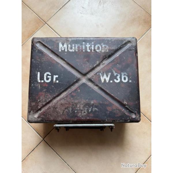 Rare Caisse Allemande tanche en mtal pour 10 obus de mortier de 5 cm L.Gr.W.36 ww2