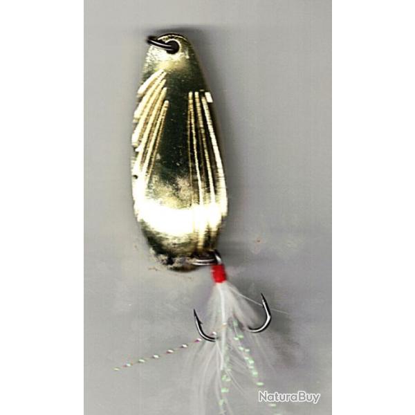 Cuiller ondulante avec plume - gold - 13 gr.