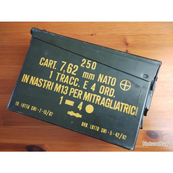 Vends caisse de transport de munitions NATO, 250 cart. 7,62