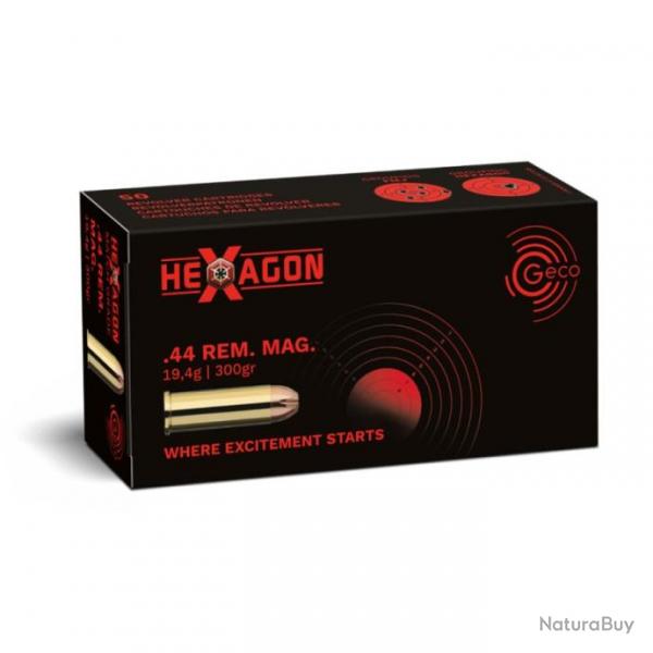 Dstockage Cat. B - Munition Geco Hexagon 19.4g 300gr- Cal. 44 Rem. Mag. x2 boites