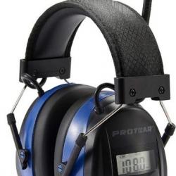 Casque anti Bruit Bluetooth et Radio FM/AM, Batterie Lithium Rechargeable Microphone SNR 30 dB