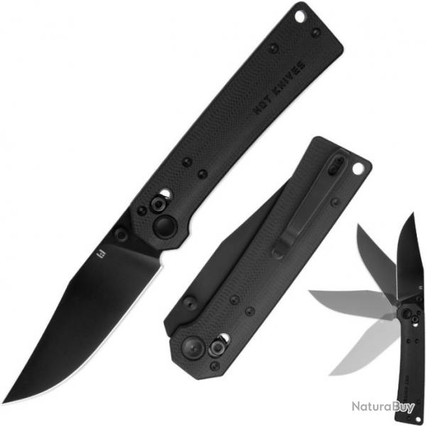 Couteau Hightron Pathwright Black Lame Acier 14C28N Manche G10 Clip Axis Lock HTK03BLK