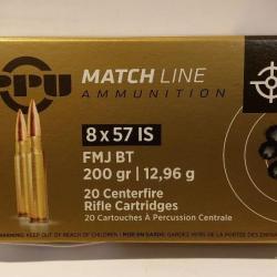 Cartouches PPU 8x57 IS MATCH LINE 200 grs - boite de 20 unités