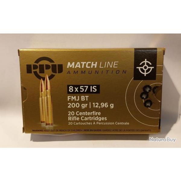 Cartouches PPU 8x57 IS MATCH LINE 200 grs - boite de 20 units