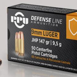 PPU Cartouches 9mm luger JHP 147grs SUBSONIQUE - Boite de 50 unités