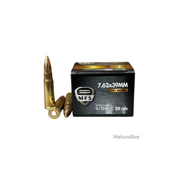 Dstockage Cat. B - Munition MFS FMJ 8g 124gr - Cal. 7.62x39 x2 boites