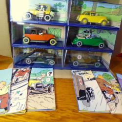 SPLENDIDE LOT DE 6 VOITURES TINTIN = 6 MODELES MINIATURES DIVERSES AU 1/43ème- OCCASION COMME NEUVES