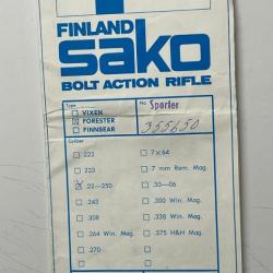 Notice / Flyer SAKO Vixen/Forester/Finnbear 1983 (envoi par mail, PDF en P.J.)