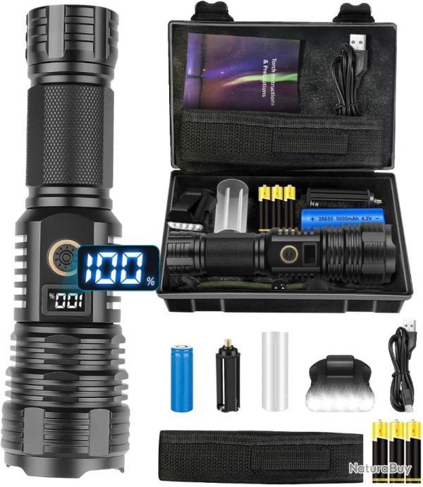 Lampe Torche LED Zoom 1200 Lumens - Avec Batterie 18650 - Étanche - Noire