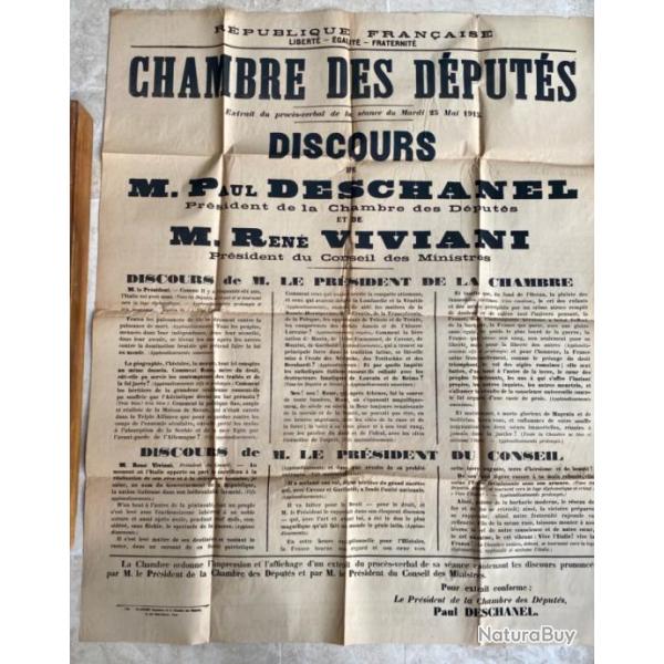 Rare et trs grande affiche date du 25 mai 1915