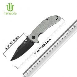 Couteau Tenable Rei Green Lame Acier 14C28N Manche Micarta IKBS Clip Liner Lock T1061A2