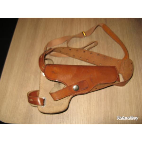 holster d'paule cuir fauve pour pistolet ou revolver port  gauche