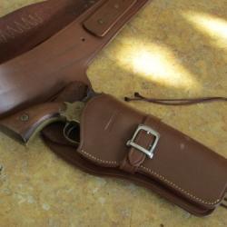 holster étui cuir modèle ceinture cowboy revolver épais vis amovible shériff UNIFRANCE ceinturon