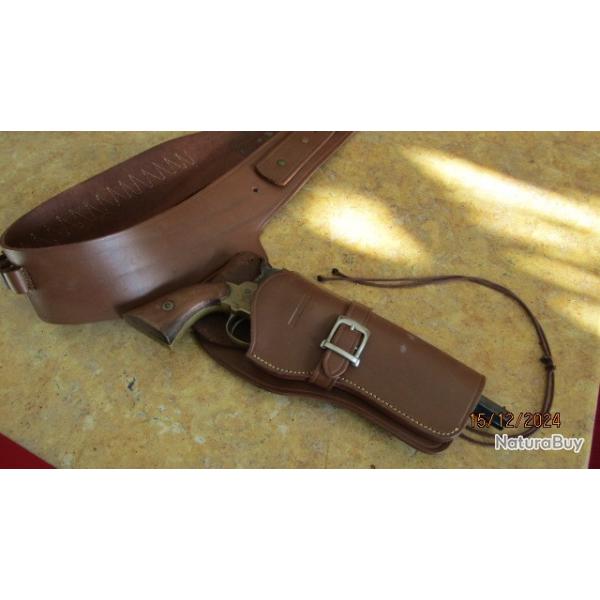 holster tui cuir modle ceinture cowboy revolver pais vis amovible shriff UNIFRANCE ceinturon