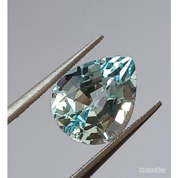 Aigue marine naturelle, 3.90 carat, bleue, IF, Afghanistan (non chauffe et non traite)