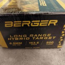 480 * Ogives BERGER LRHT (long range hybrid target) .264 153.5 gr - Idéal TLD 6.5 Creedmoor, 6.5 PRC