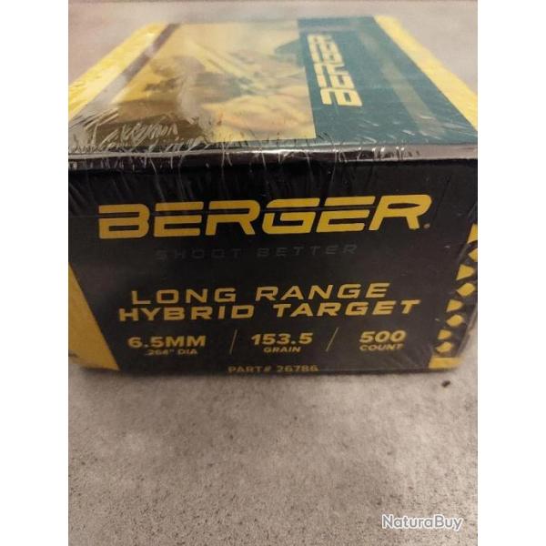 480 * Ogives BERGER LRHT (long range hybrid target) .264 153.5 gr - Idal TLD 6.5 Creedmoor, 6.5 PRC