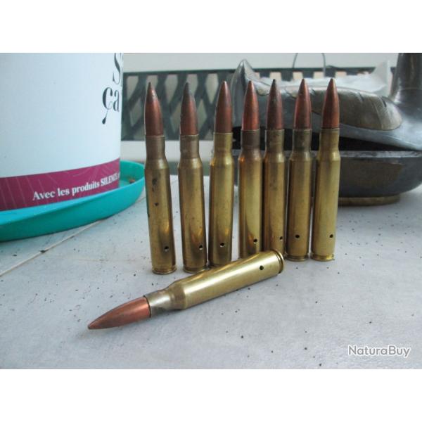 8 cartouches en 30-06 springfield neutralis ideal reconstite pour clip garand (e5)