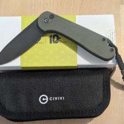 Civivi Elementum Button Lock Vert G10 Nitro-V Lame Noire/Blackwashed