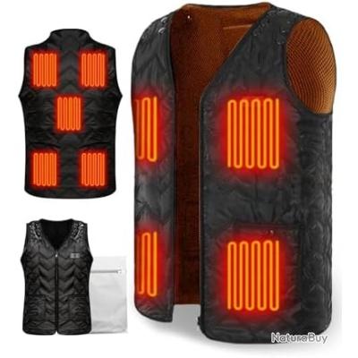 Gilet Chauffant électrique Homme Femme - 5 Zones Chauffantes - Batterie 10000mah - Lavable - Outdoor