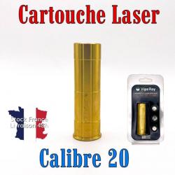 Cartouche laser de réglage calibre 20 en laiton massif pile offerte - Envoi rapide depuis la France