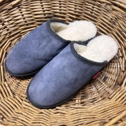 Chaussons homme chauds mules nordiques en peau d'agneau 41 gris