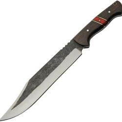 Couteau Bowie Rite Edge Forgé Lame Acier Carbone 1045 Manche Bois Etui Cuir PA4463